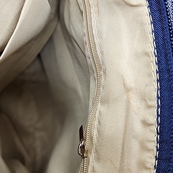 Stylish Black Monogram Women's Blue Colorblock Backpack Purse - Picture 8 of 9